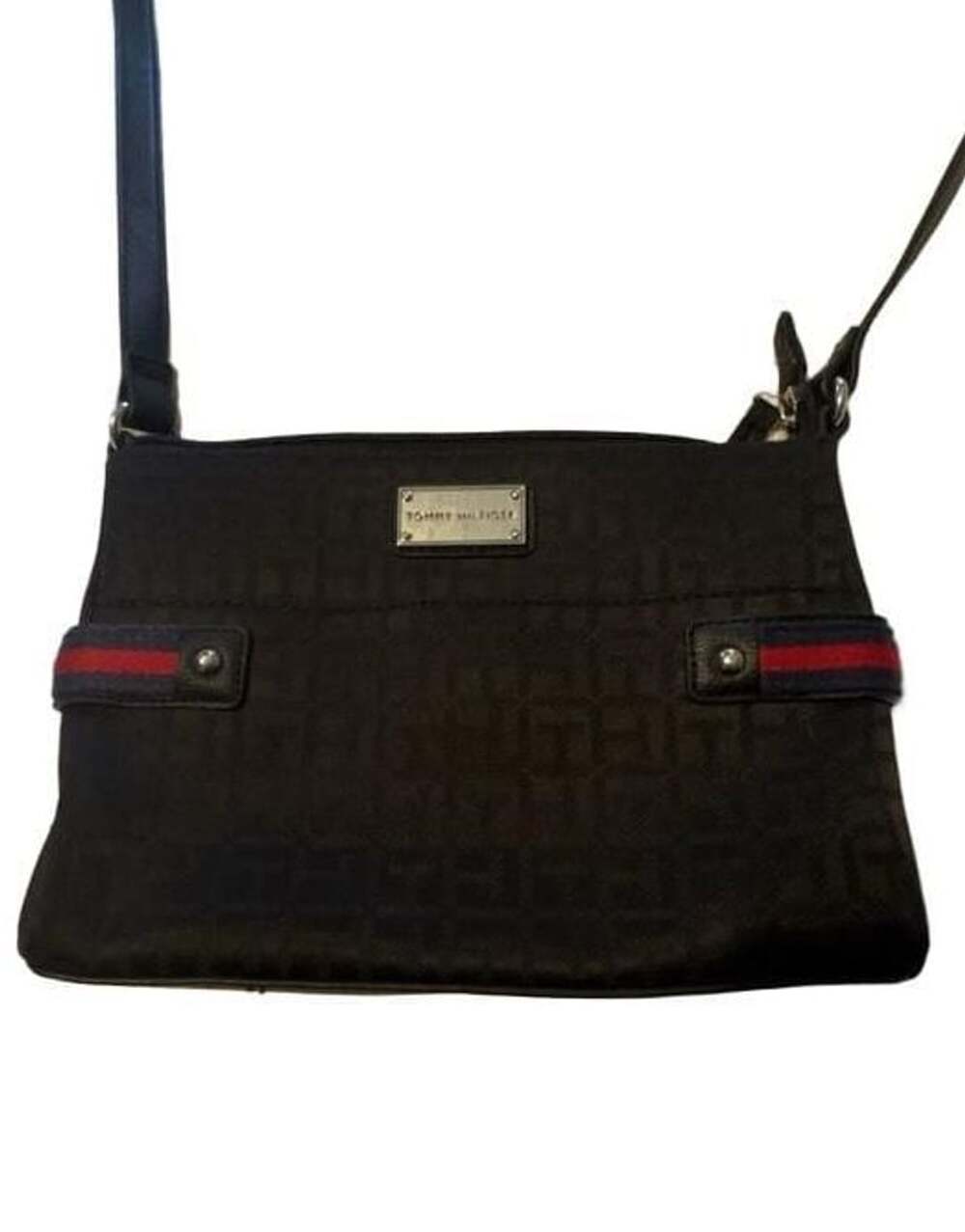 Tommy Hilfiger Monogram Crossbody Bag Black Nylon